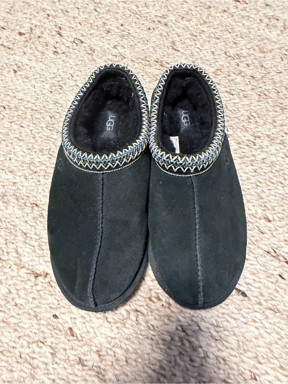 UGG Black Suede Slip-On Moccasin Slippers